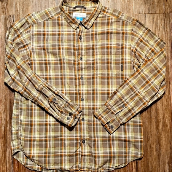 Mens Columbia Sportswear Brown Plaid Button Down Shirt Large - Picture 1 of 6